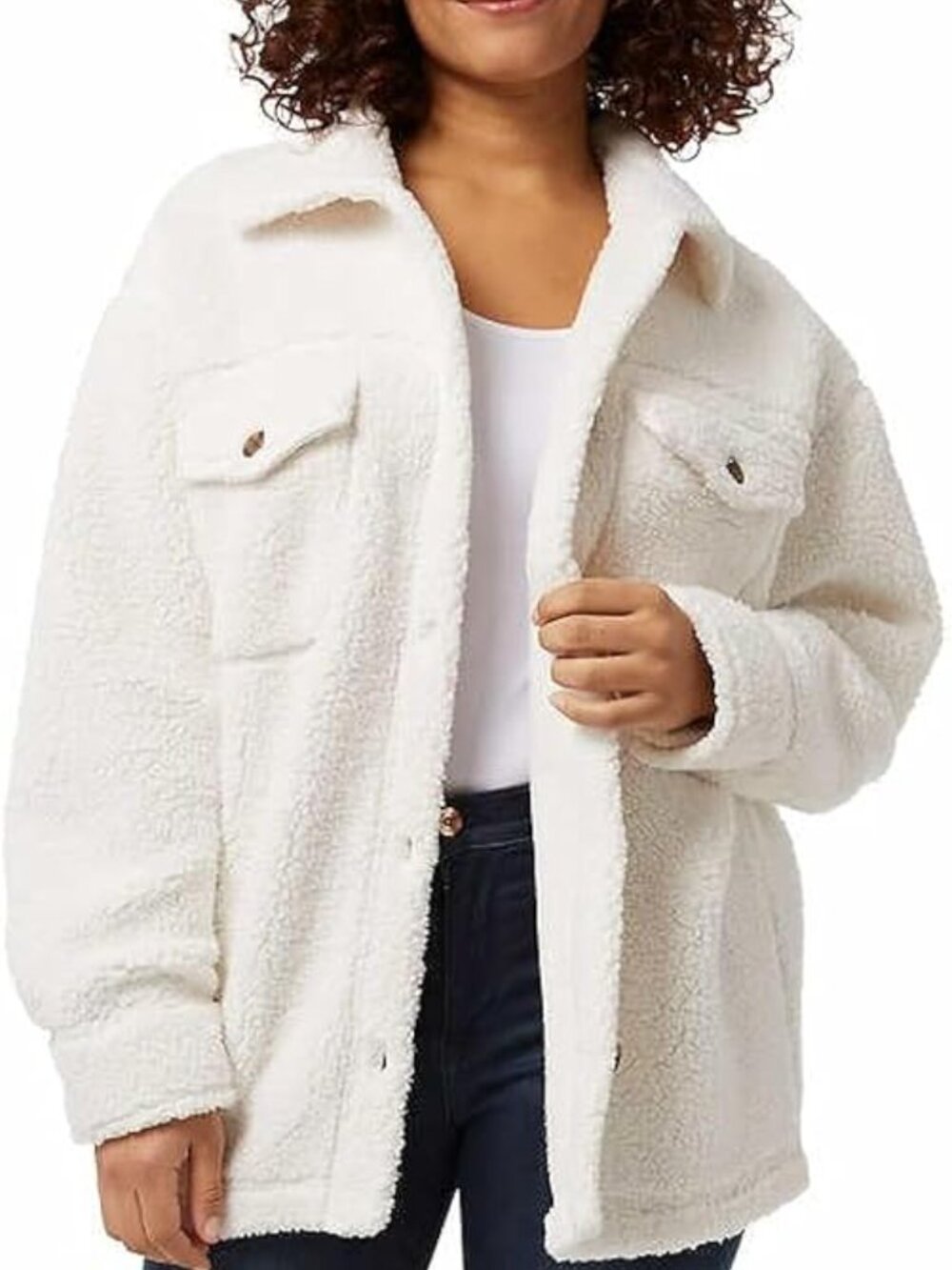 32 Degrees Ladies' Super Soft Cozy Over Shirt Jacket, Cream M/L - Picture 2 of 9